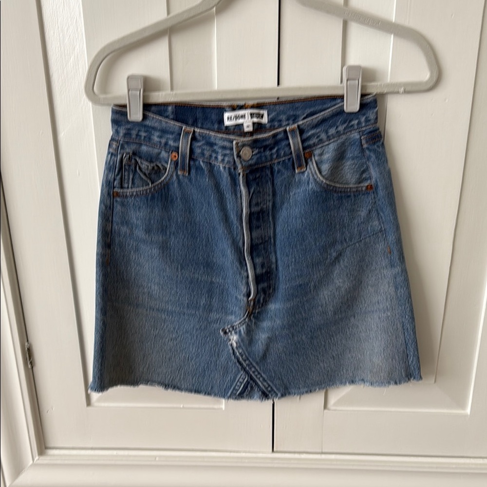 Re/Done Blue A-Line Mini Skirt Casual